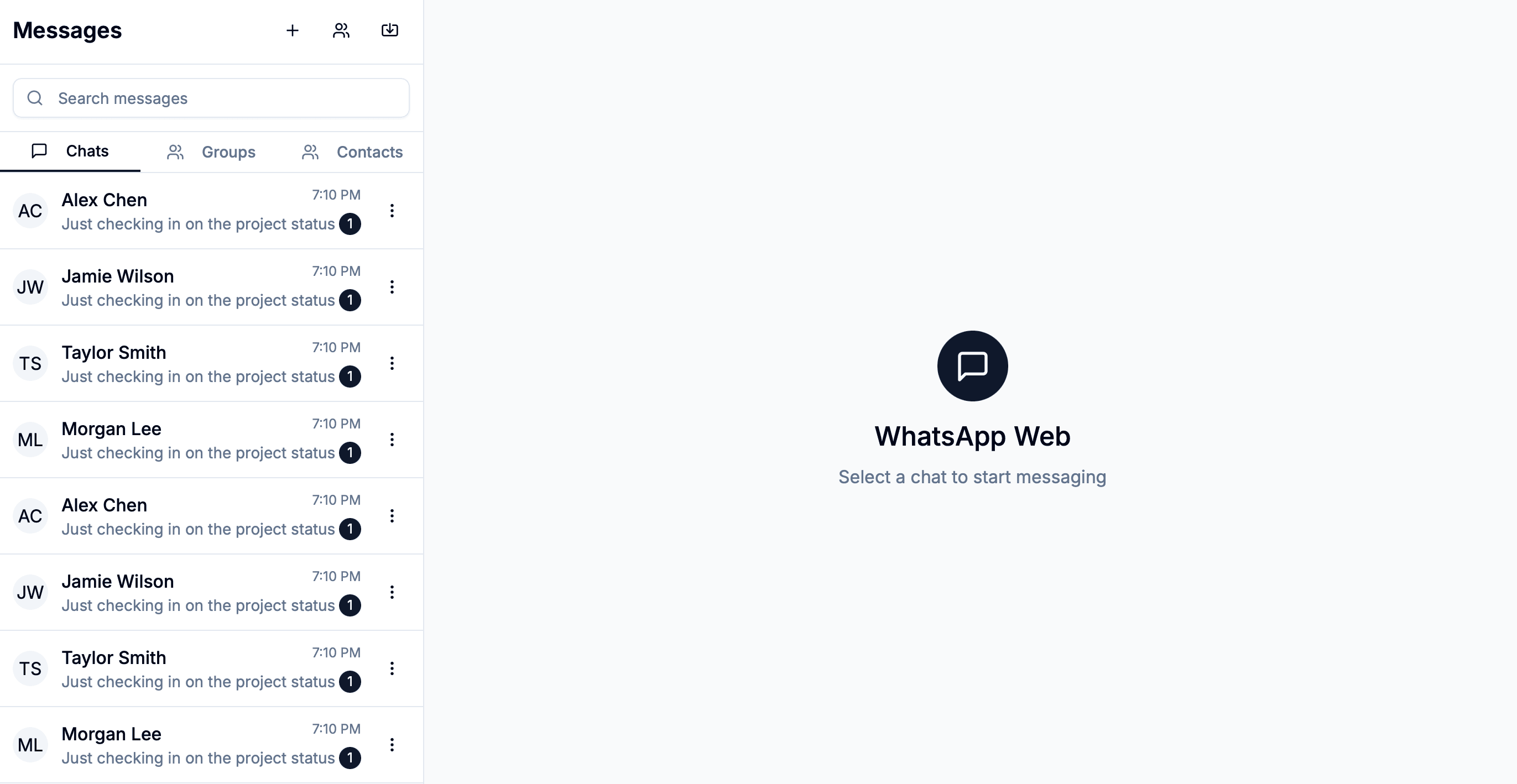 Screenshot of Infinit WhatsApp